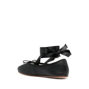 REPETTO Leather Ballerina Flats with Ankle Ties Women BLACK Ballerinas